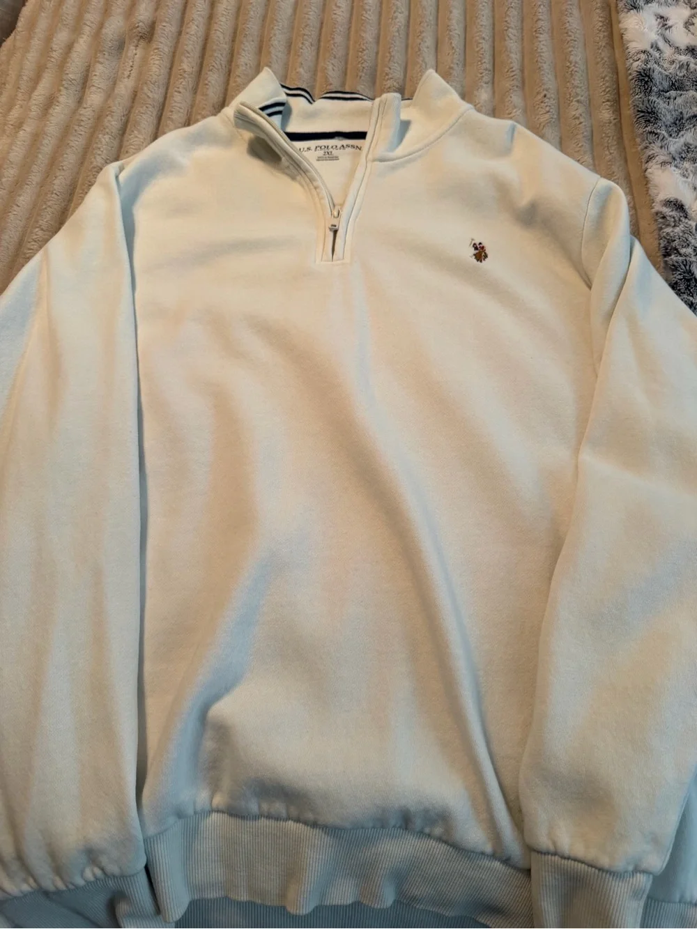 U.S. Polo Assn. Men's Cream Half-Zip Pullover Sweatshirt
